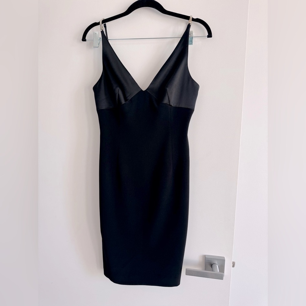 Vintage 90s Elie Tahari Black Sheath Dress – Size 2 – Silver Detail –like new